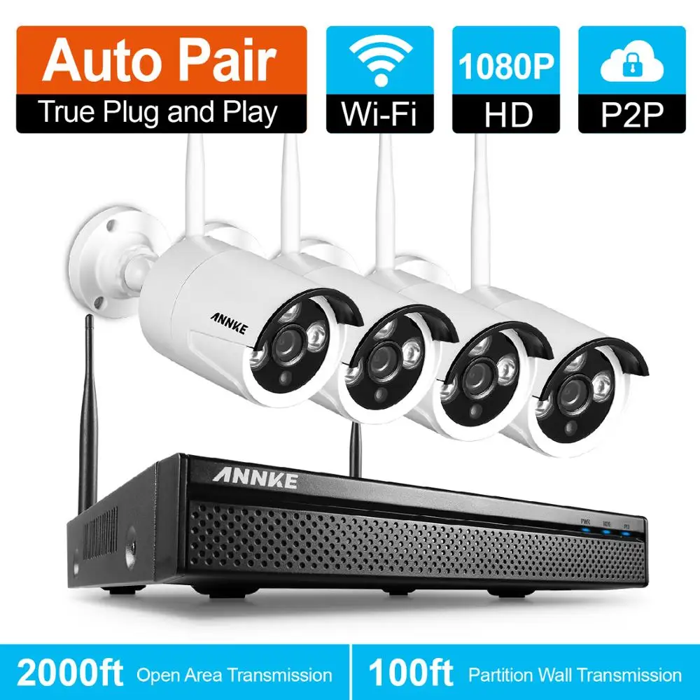 ANNKE ЕС зазор беспроводной 4CH 1080P Wifi система видеонаблюдения 4 шт. 2MP ip камера