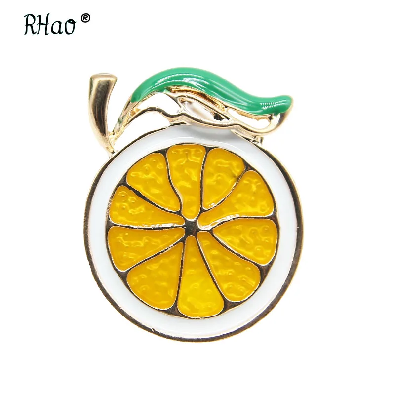 RHao Милые оранжевые Броши с фруктами для женщин и мужчин эмалевые булавки
