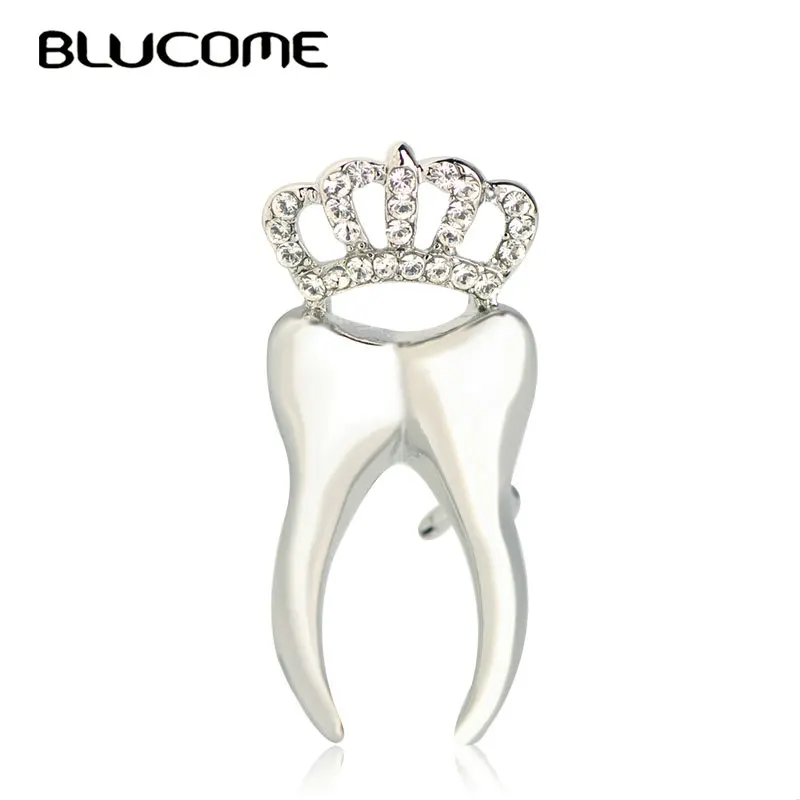 Blucome, модная брошь в форме короны, сплав, кристалл, броши, подарок для дантиста, для женщин, девушек, костюм, платье, праздничная одежда, аксессуары