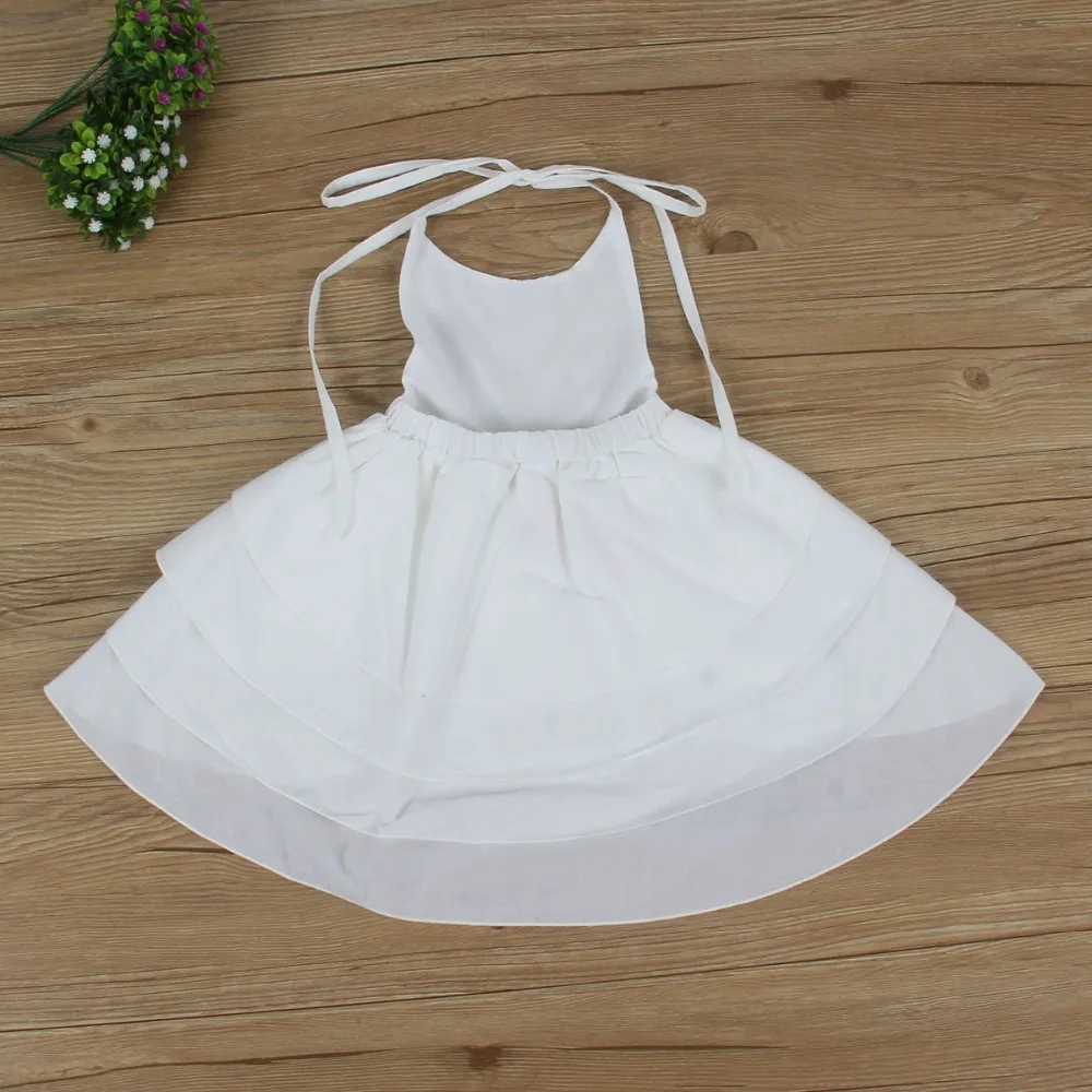 Kid Baby Girls Clothes Cute Girl Backless Strappy Solid Color Princess Dress Summer Casual Beach Sundress Children Clothing Set | Детская