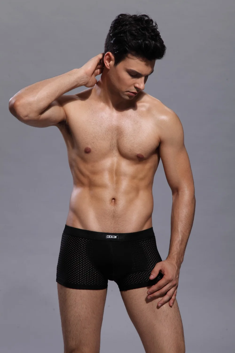 Cockcon мужские сетчатые боксеры шорты сексуальные ремни нижнее белье дышащая сетка