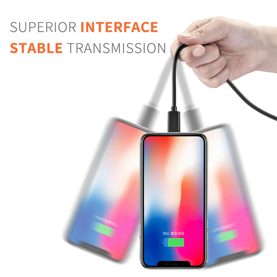USB кабель для передачи данных и быстрой зарядки ROCK A iPhone 5s X 8 7 6s 5 se iPad|Кабели