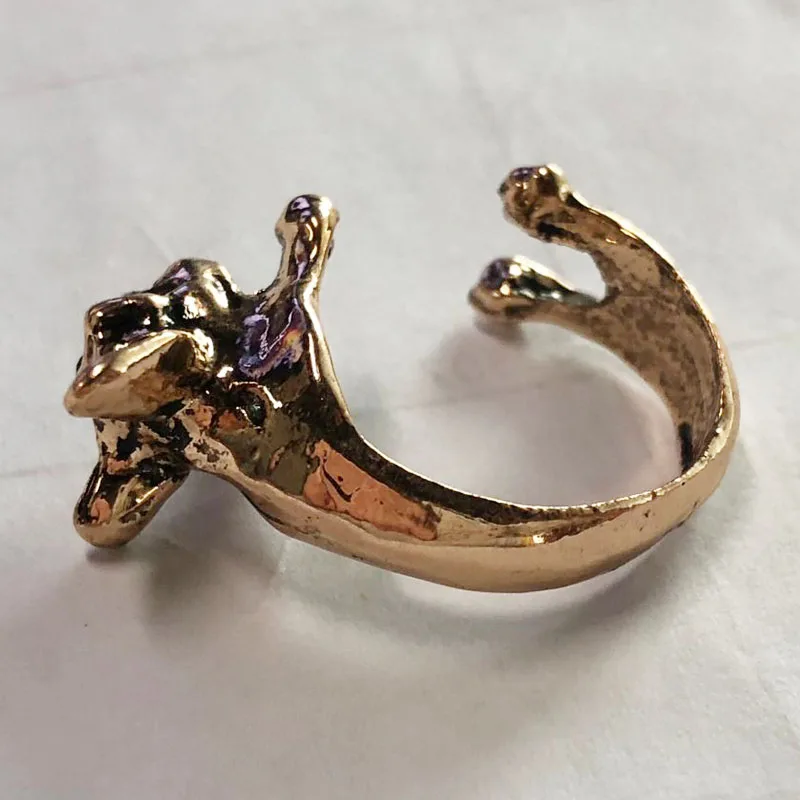 Blucome NEW Vintage Animal Puppy Shape Cocktail Rings Antique Gold Color Party Fashion Accessories For Women Girls Jewelry Gifts | Украшения