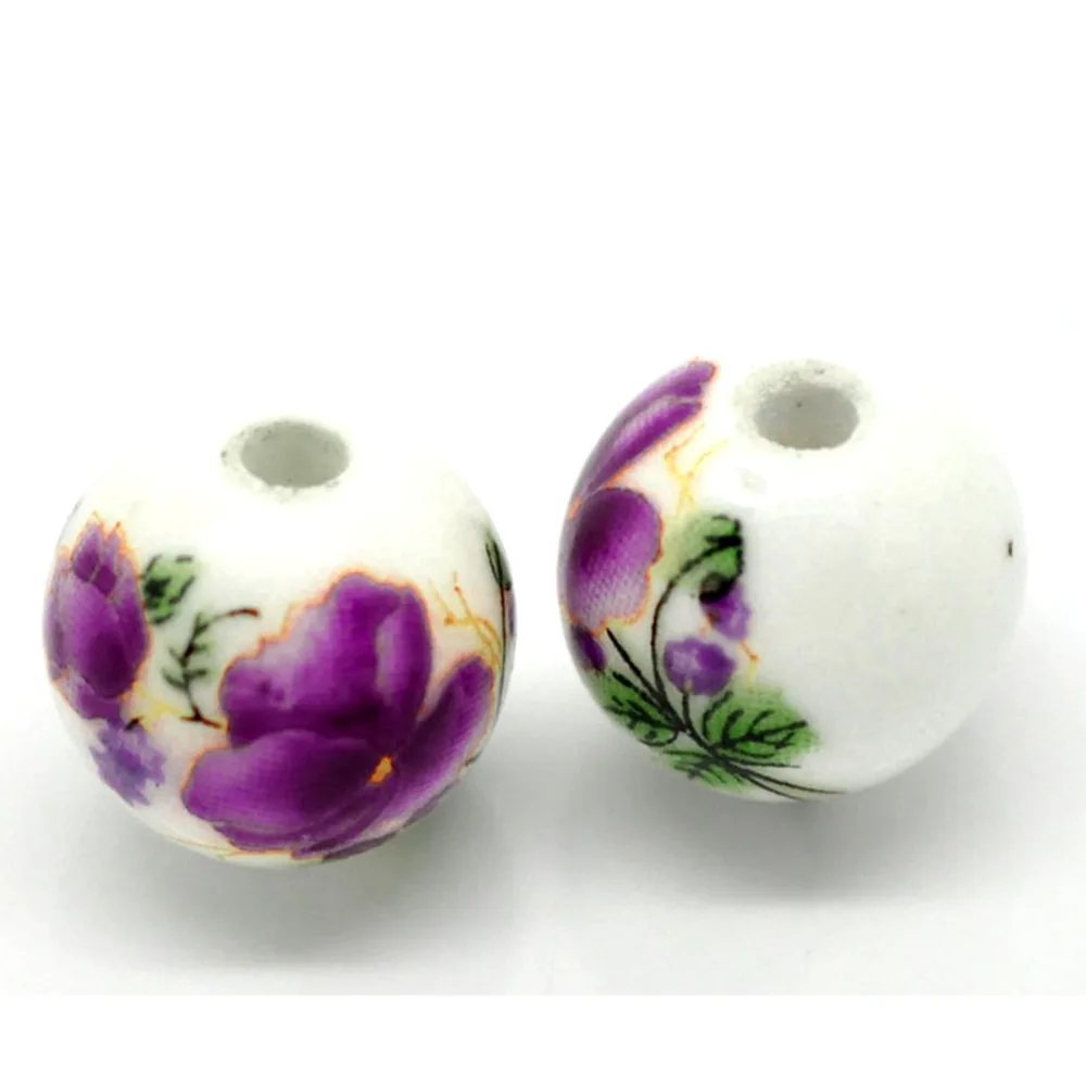 DoreenBeads винтажные керамические бусины круглые белые цветочные узоры сделай сам