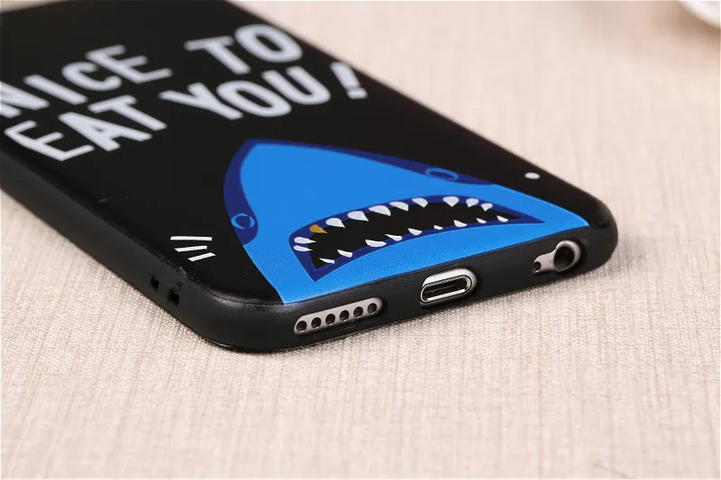 3D рельеф Мультфильм Акула камуфляж мягкий тонкий Коке Дело Чехлы для iPhone 6 6S плюс