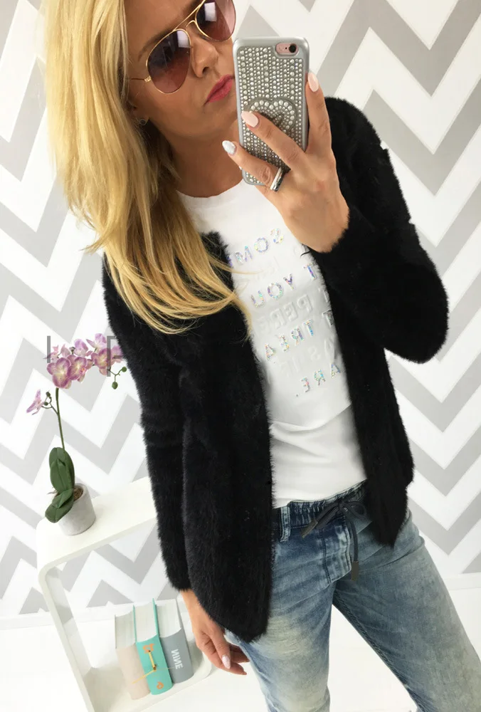 Женский осенний свитер 2018 женский кардиган однотонный длинный рукав тонкий