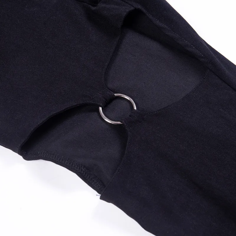 2019 женские сексуальные черные выдалбливают Длинные брюки уличная облегающие