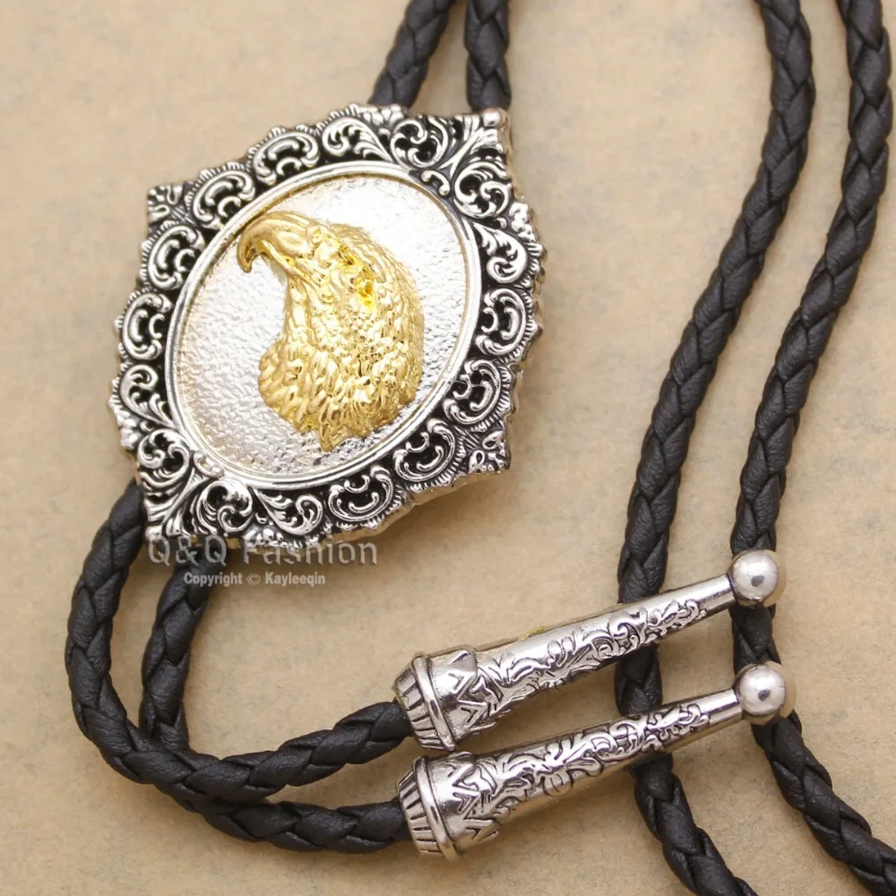 Мужские кожаные галстуки бабочки Rodeo Bolo с гравировкой в виде цветка охоты Орла