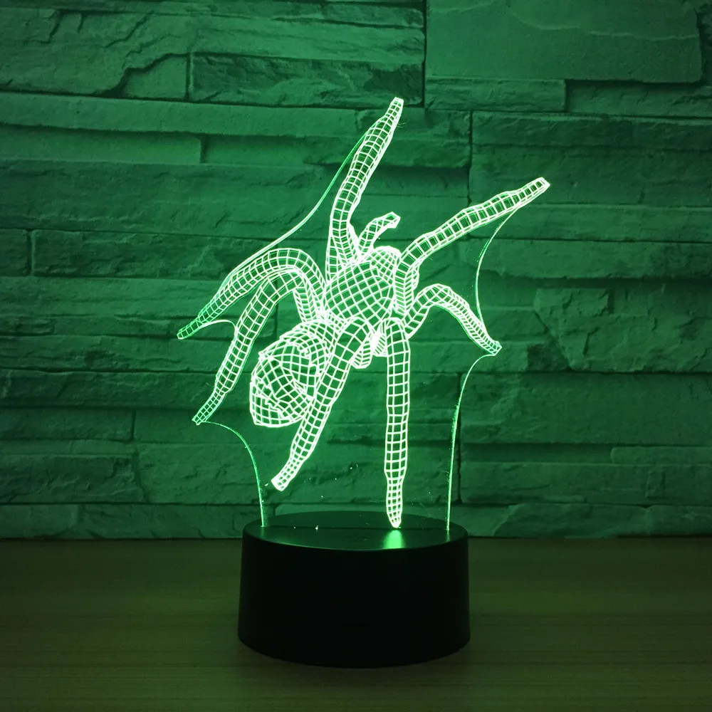 Spider Model 3d Vision Led Lamp Remote Touch Switch 7 color Luminaria De Mesa Night Light For Kid Toy Gif | Лампы и освещение