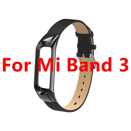 Black For Mi 3 Кожаный ремешок mi Band 4 для Xiaomi mi Band 4 mi band 4 умный Браслет Анти-потеря спортивный браслет mi Band 3 ремешок умные аксессуары - Цвет: Black For Mi 3