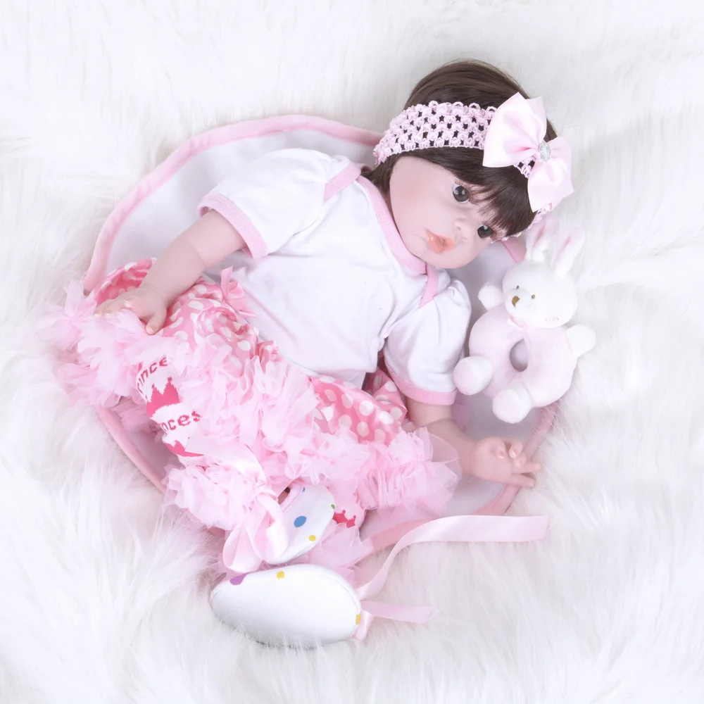 55 см силиконовые куклы Reborn Baby мягкие реалистичные Bebe для девочек живые настоящие