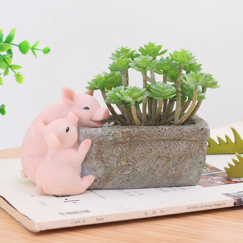 Суккулент цветочный горшок для растений милый животный питомник ResinBonsai кактус