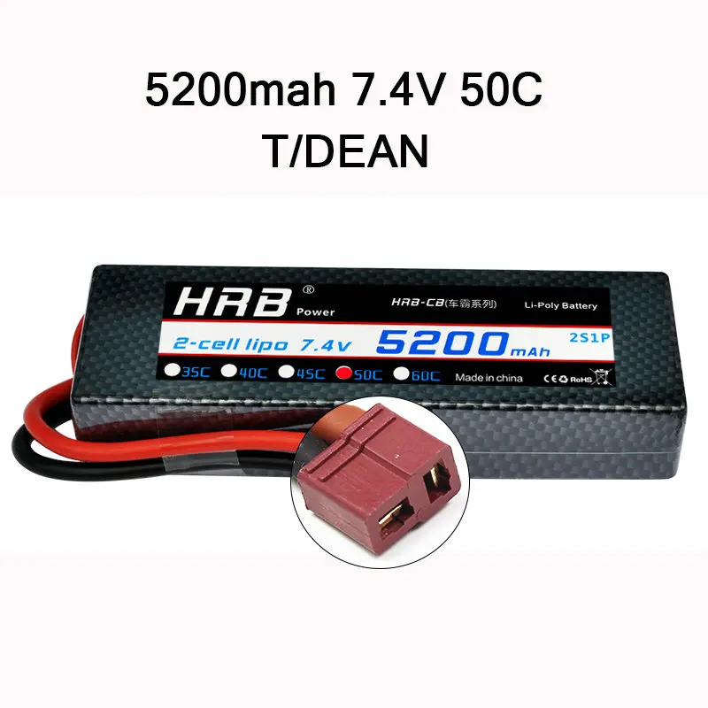 Hrb RC Lipo 1 S 2 S 3 S 4S 5S 3,7 V 7,4 V 11,1 V 14,8 V 18,5 V Батарея 1500 mah 2200 mah 3300 mah 4200 mah 5000 mah 5200 mah 6000 mah 10000 mah - Цвет: 2S 5200mah 50C T HC