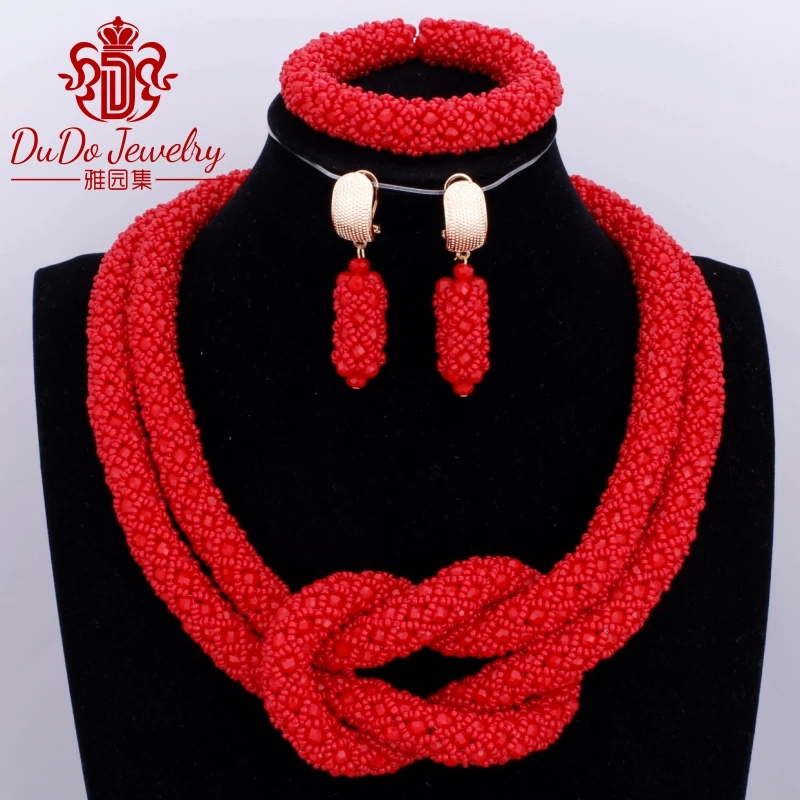 Большой дизайн Африканский Ювелирный Комплект под заказ кулон красная роза в