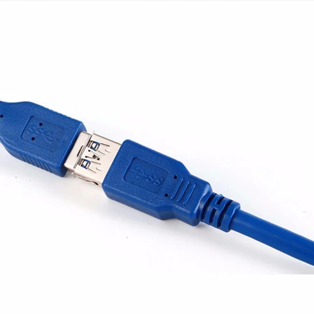 Круглый Голубой USB 3.0 Удлинительный Кабель Мужчина к Женский Расширение Передачи