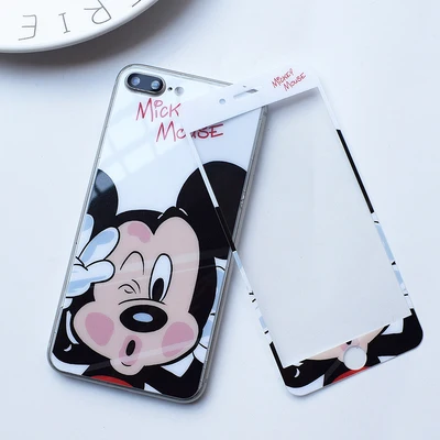For iPhone X Cute Cartoon Tempered Glass Screen film ( Front &ampBack ) for 8plus 8 7 7p 6 6S 6p cartoon stitch glass flim |