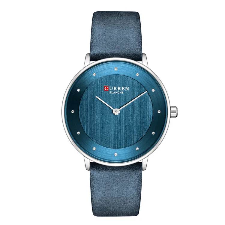 blue Красивые женские кварцевые часы тонкие модные кожаные женские наручные часы Reloj Mujer CURREN популярные женские часы Подарки для женщин - Цвет: blue