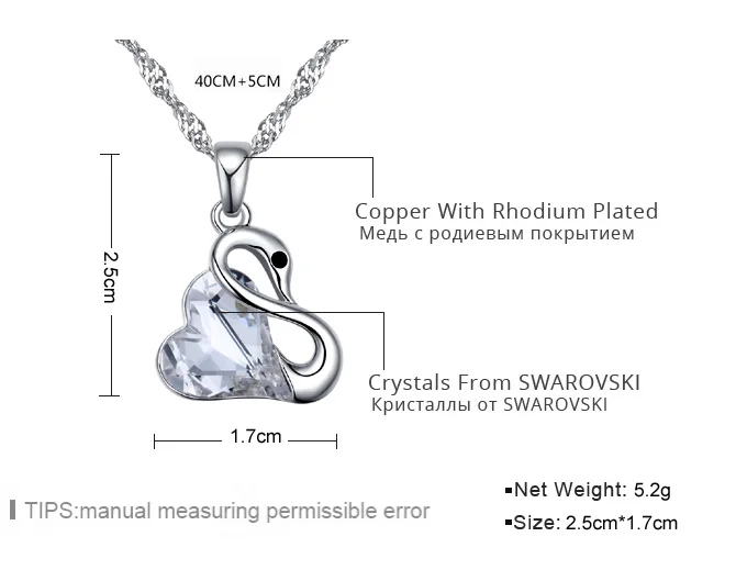 

New Crystals from Swarovski Choker Necklace Link Chain Love Pendant Necklaces for Women Party Gift Wedding Jewelry