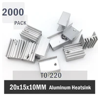2000pcs gdstime 20mm x 15mm x 10mm heatsink fin2 0x15x10mm aluminium heatsink to 220 heat sink transistor radiator cooling to220