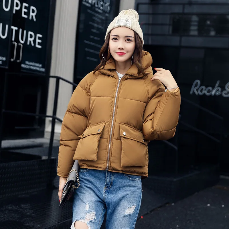 Ladies Short Winter Jacket Women Hooded Warm Jackets Coat Female Bat Sleeve Thick Outwear Parkas Down | Женская одежда