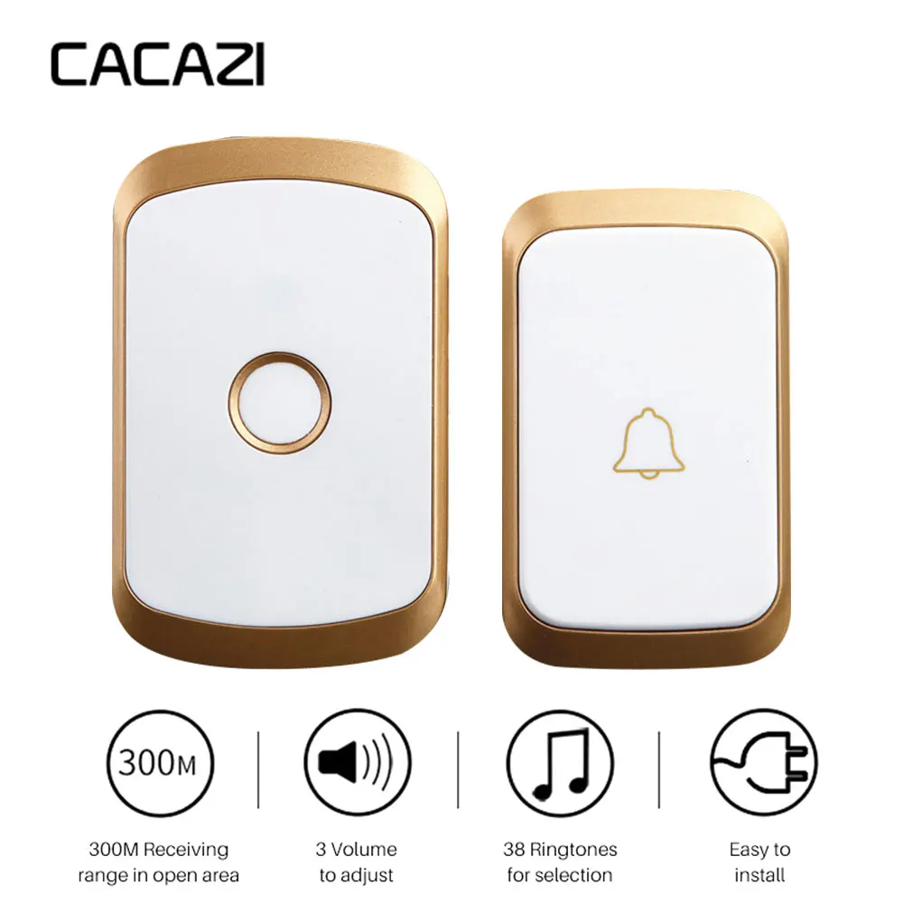 

Wireless Doorbell 36 Chimes Door Ring AC 100-240V 300M Range IP44 Waterproof EU UK US Plug Receiver Door Bell