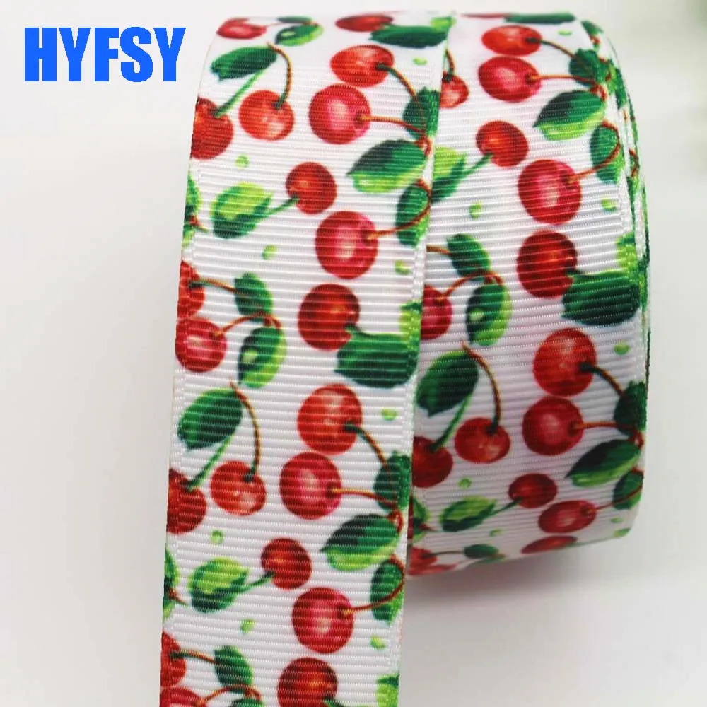 Новинка 7/8 22mm1 '(25 мм) фруктовая красная вишневая серия grosgrain лента 10 ярдов