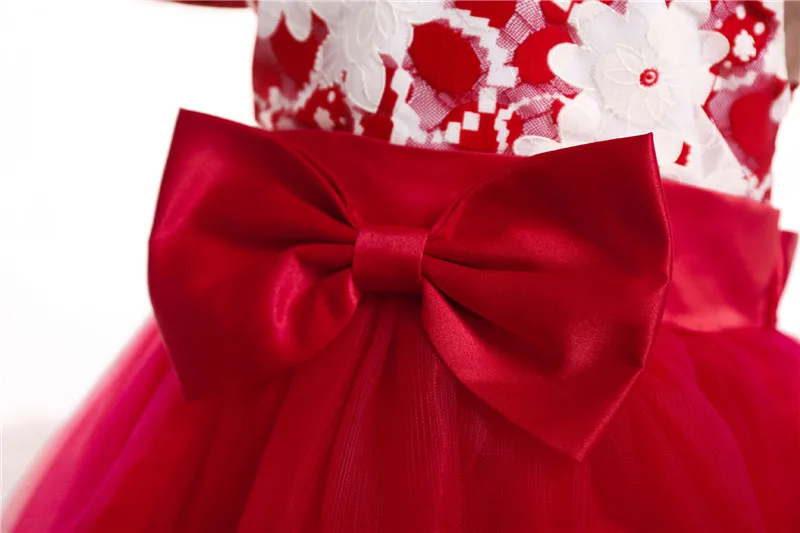 Bow Tie Off-The-Shoulder Tuxedo Lace Beautiful Body Wedding Dresses Floral Printed Children's Girls Summer Formal Party Dress | Детская