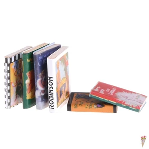 Набор аксессуаров для кукольного домика 1:12, Миниатюрные книги 1:12, цветные деревянные миниатюры для детей, рождественский подарок, 6 шт.лот