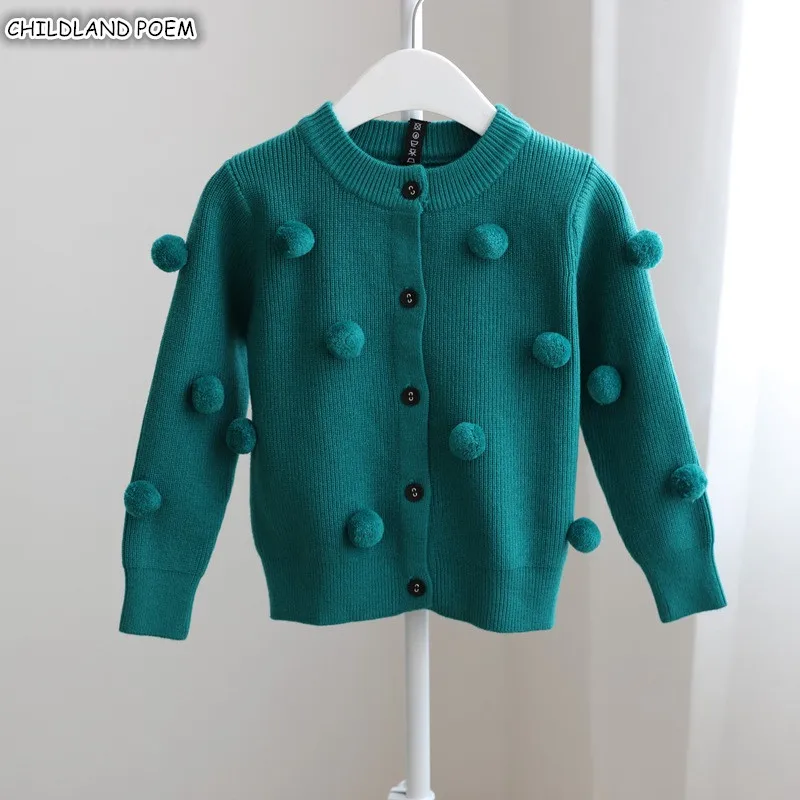 Girls Cardigan Autumn Winter Kids Girls Sweaters Pompom Knitted Toddler Girl Winter Clothes Sweater Coat Girls Outerwear