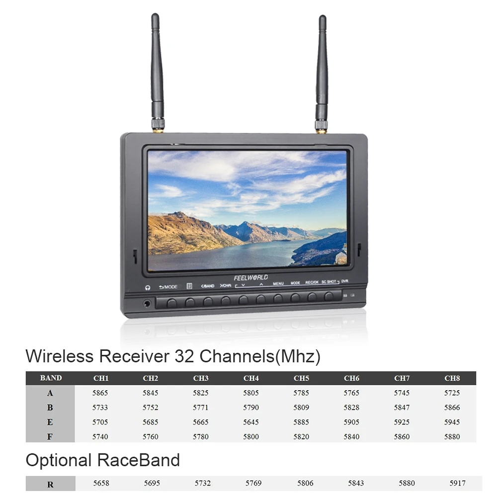 Feelworld PVR733 7 дюйм монитор с функцией DVR Dual 5 8G 32CH приемник беспроводной беспилотный