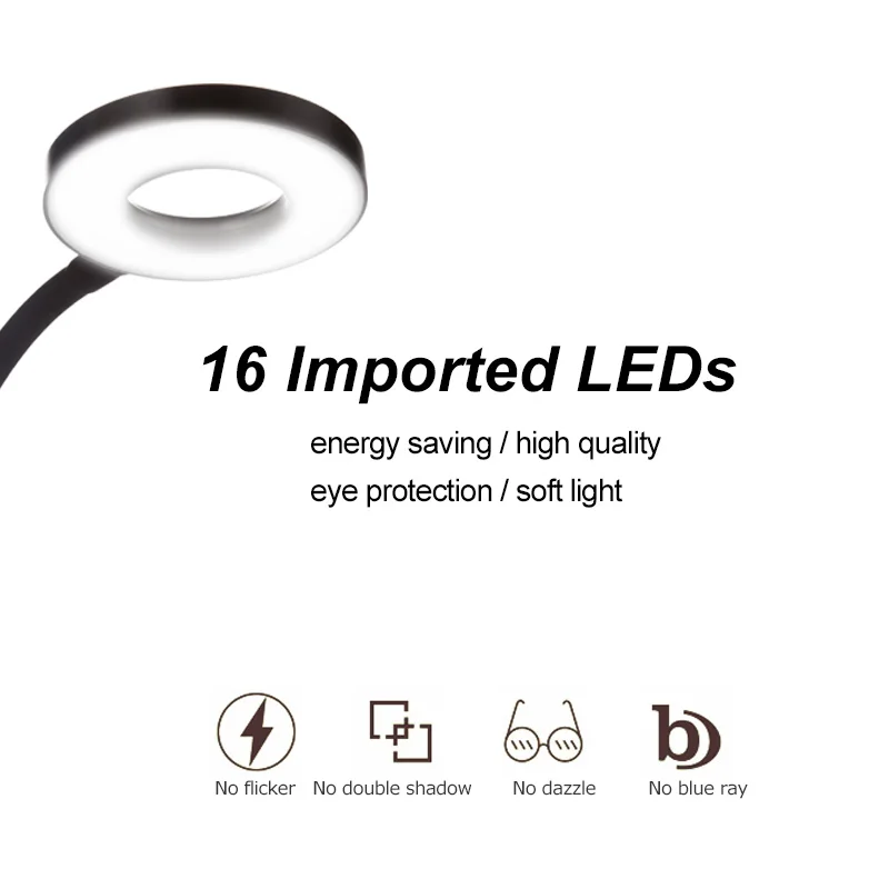 Светодио дный USB 28 светодио настольная лампа свет книга Ультра Яркий клип 360