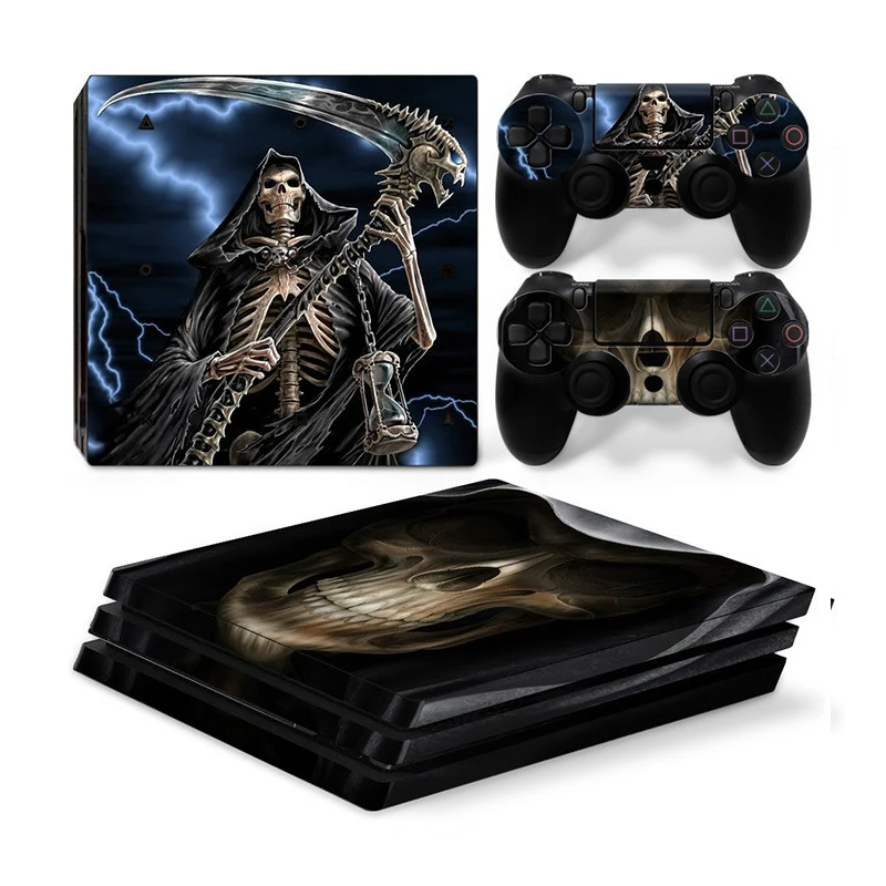 Виниловая наклейка в виде черепа для консоли PS4 Pro + на 2 контроллера игровых