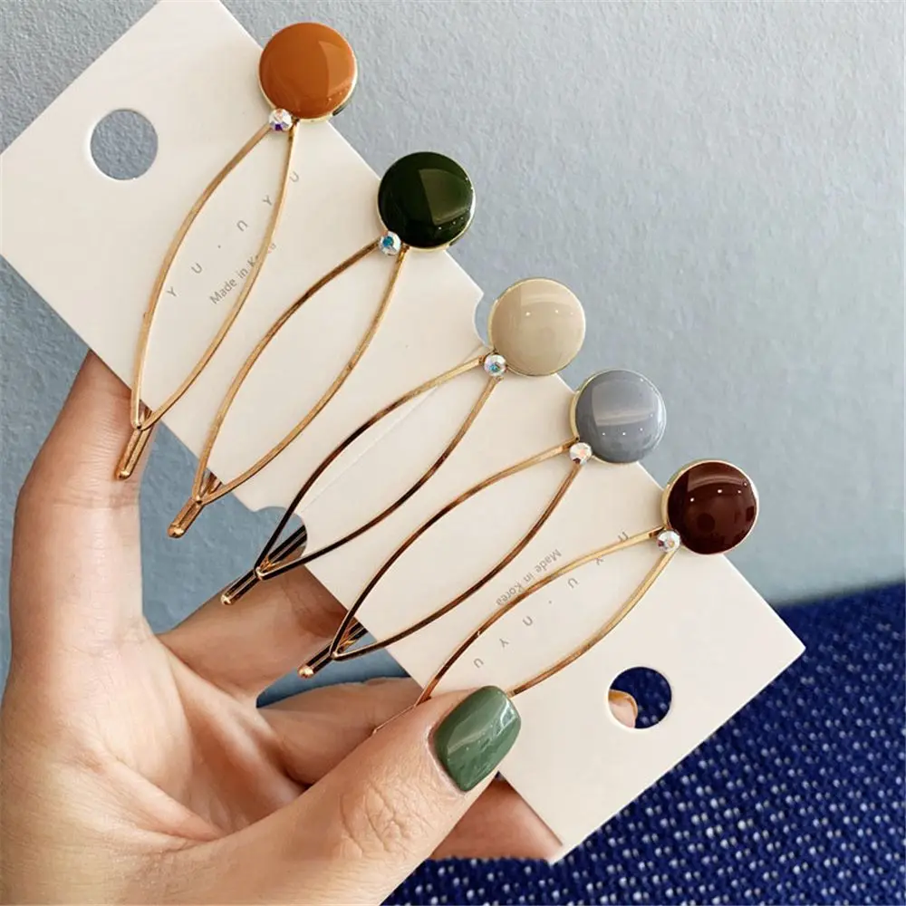 Женская Винтажная заколка для волос с пуговицами имитацией жемчуга ярких цветов