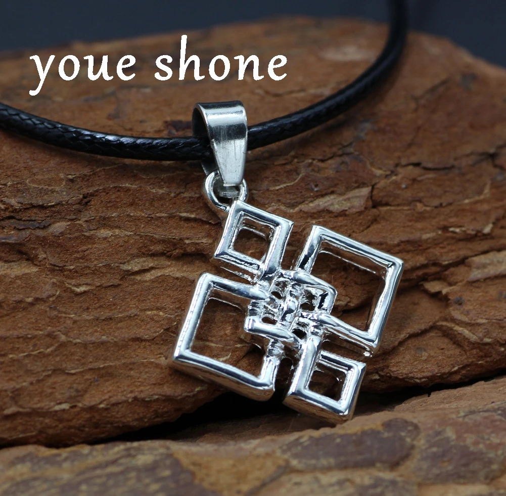Ожерелье youe shone Knot кулон четвертичного цвета сплав квадрат Ирландская защита