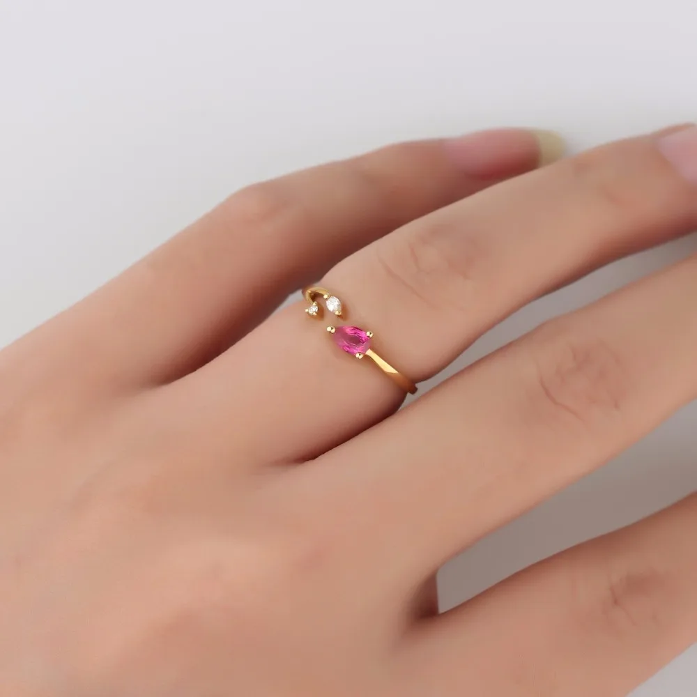 LASAMERO перламутровая огранка 0.3CT натуральный рубин в форме капли воды 18k розовое