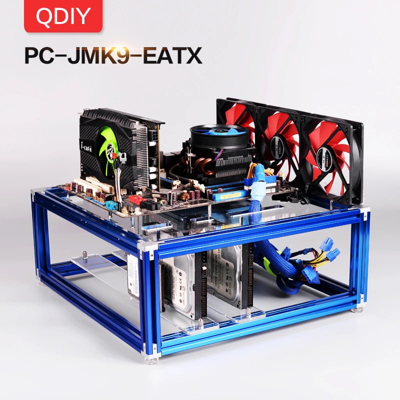 QDIY PC-JMK9, новинка, заказной большой E-ATX, полностью открытый летний алюминиевый блок, платформа водяного охлаждения, игровой плеер, ПК, чехол для компьютера