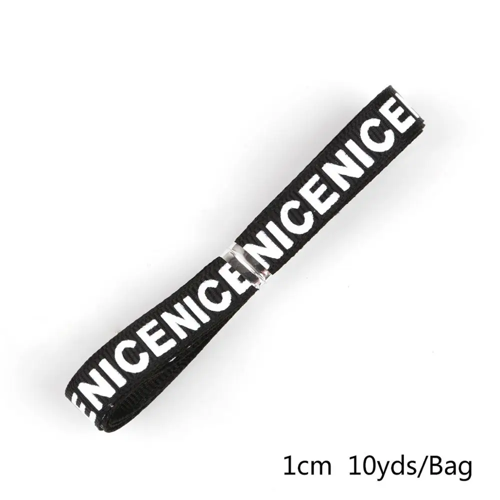 Black Горячая 10 ярдов ширина 10 мм "хороший" напечатанный корсаж однотонные ленты буквенный принт лента для DIY подарок Свадебная Упаковка ремесла - Цвет: Black