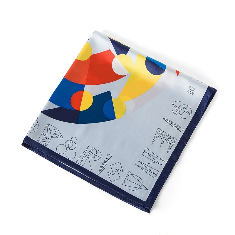 [POBING] 2017 Шелковый женский шарф с геометрическим принтом платок шейный бандана