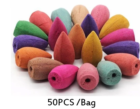 1bag-50 Бесплатный подарок 10 шт. пирамидки благовоний курильница для благовоний горелка Керамическая Печь для ароматерапии запах ароматические благовония дорожный Декор - Цвет: 1bag-50