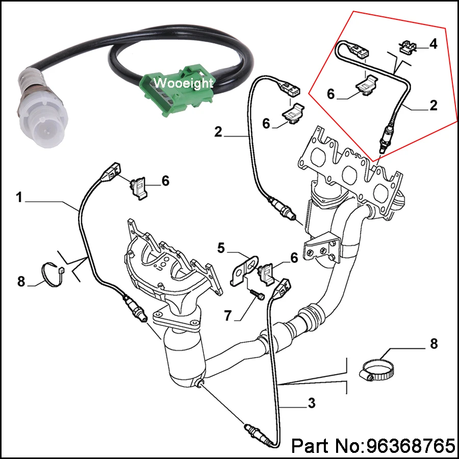 Wooeight Новая 4 Pin 96368765 O2 кислорода, лямбда-зонд зонды Сенсор для peugeot 206 207 306 406 407 Citroen C2 C3 C4 C5 C6