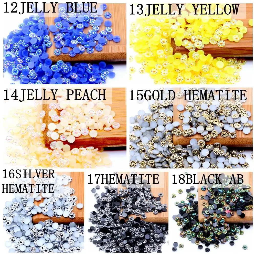 500pcs 5mm Sunflower Jelly AB Color Resin Rhinesstones Flatback Glue On 3D Nail Art Decoration DIY Phone Craft Jewelry Stones | Красота и
