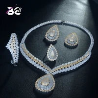 be 8 2 tones copper cubic zirconia wedding jewelry set dubai bridal 4pcs necklace bracelet earring ring set bijoux femme s305