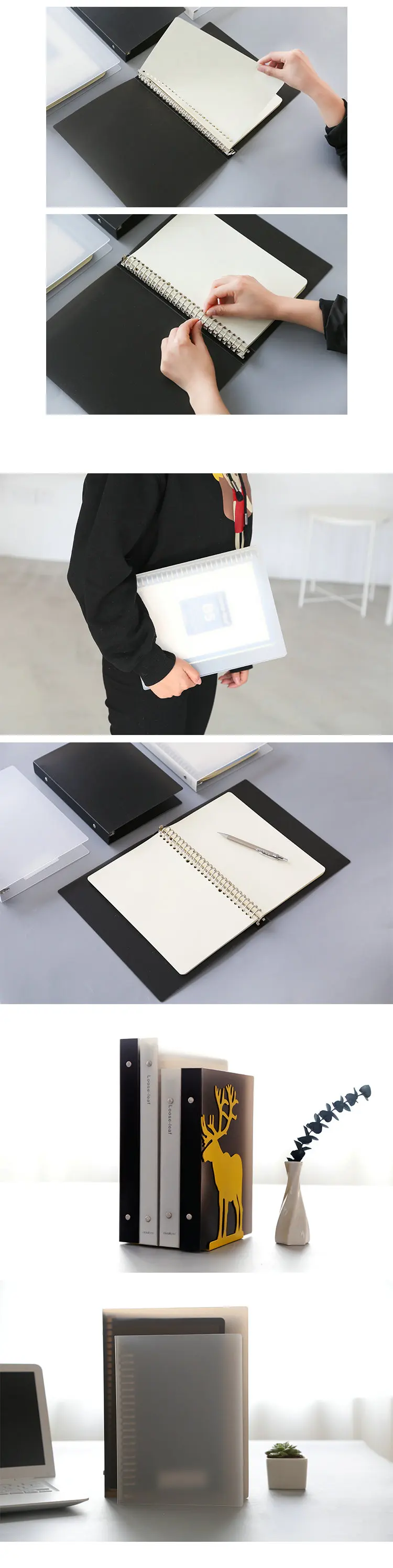 Прозрачный ПП пластиковый спиральный блокнот обложка B5/A5 Binder планировщик Обложка вкладыш обложка книги черный/белый цвет
