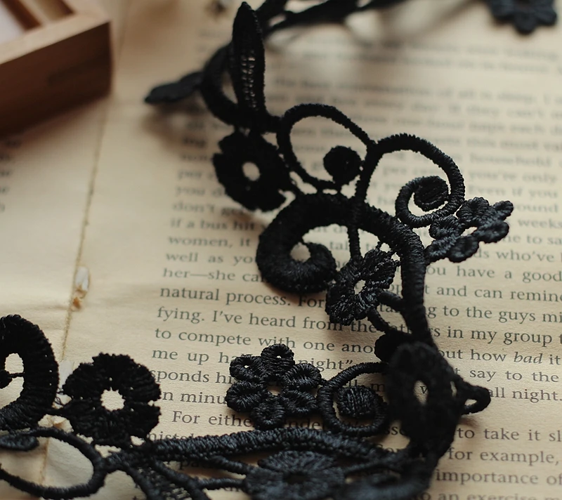 2y/лот Venise кружевной отделкой Black Rose кружева роза Аппликации изменить Couture