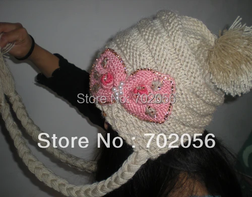 2015 pearl rithinstone Baggy Crochet Beanie Hats Skull Caps hat tamhat barret Handmade Womens mixed colors 10pcs/lot #3453