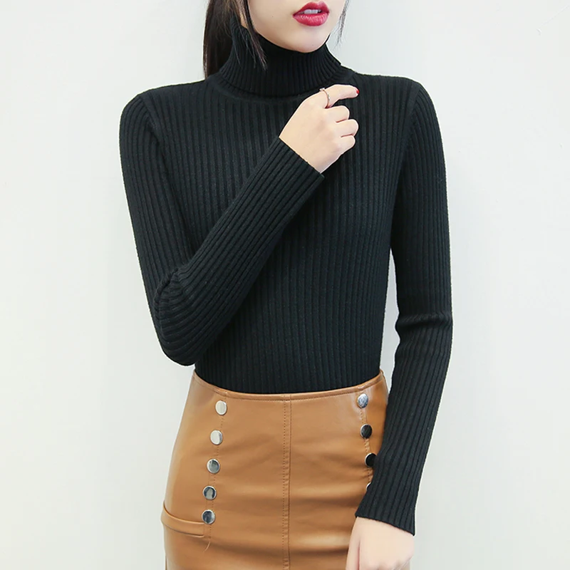 Женский свитер с высоким воротником повседневные толстые теплые пуловеры