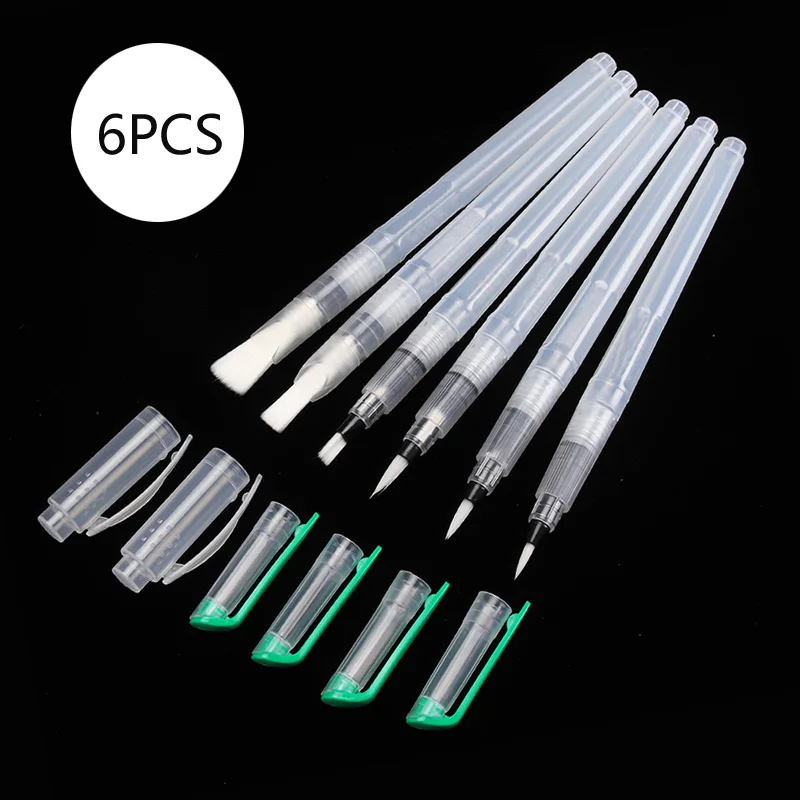 3Pcs Fine 3Pcs Flat 1/3/6 шт. многоразового Краски щетка воды Цвет Кисть мягкая вода Цвет щетка чернильная ручка для Краски ing Calligraph рисунок товары для рукоделия - Цвет: 3Pcs Fine 3Pcs Flat