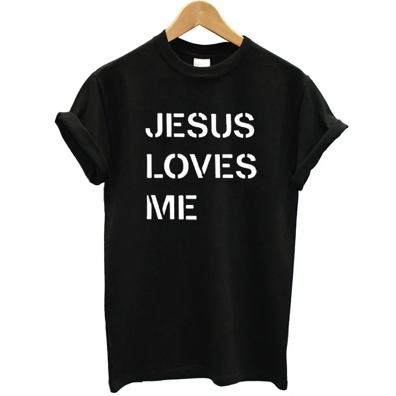 Женская хлопковая Футболка с принтом Jesus Loves Me летняя футболка уличная одежда