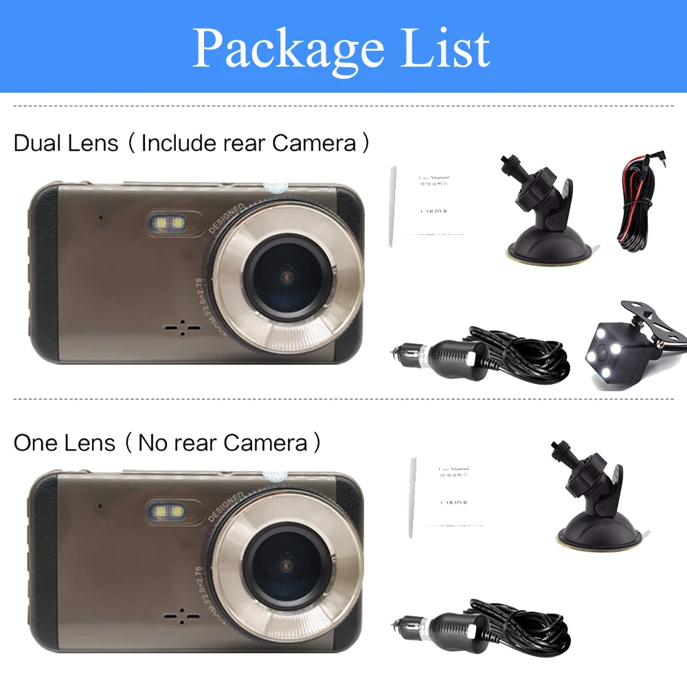 Новый Автомобильный видеорегистратор ADDKEY с двумя объективами IPS 4 0 &quotFull HD 1080 P