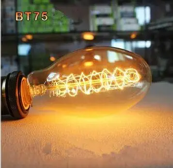 Подвесной светильник в стиле ретро vintage edison bulb DIY веревки кулон ресторан бар E27 углерода лампы 110v 220v нити lampadario промышленные лампы - Цвет: BT75Z Spirai